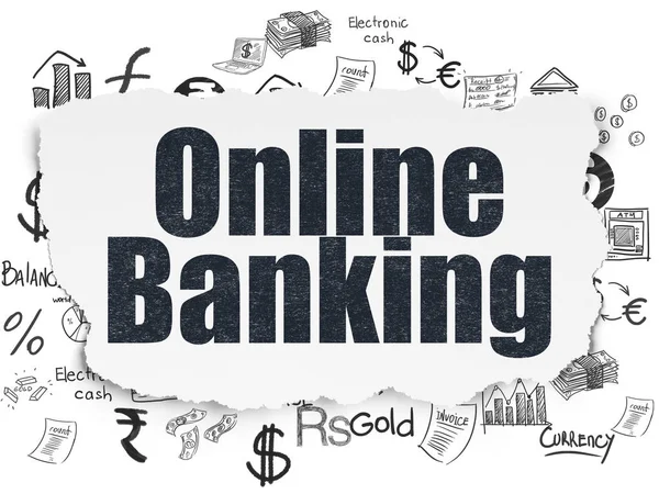 Банковская концепция: Интернет-банкинг на фоне порванной бумаги — стоковое фото