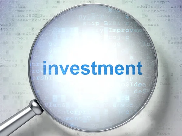 Bedrijfsconcept: investeringen met optisch glas — Stockfoto