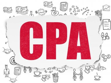 İş kavramı: EBM yırtılmış kağıt arka plan üzerinde