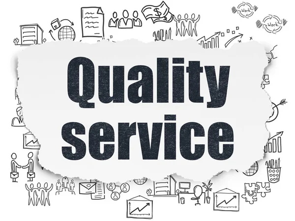 Geschäftskonzept: Qualitätsservice auf zerrissenem Papier — Stockfoto