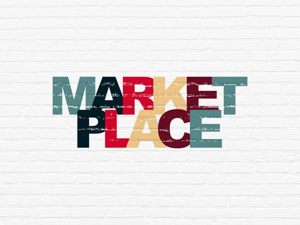 Advertising concept: Marketplace on wall background — Stock Photo, Image