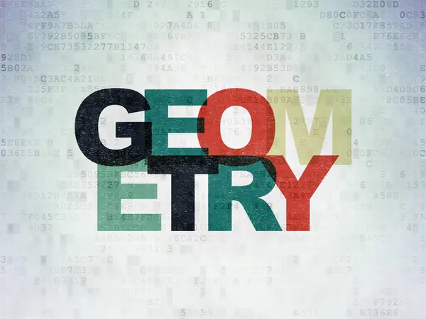 Lernkonzept: Geometrie auf digitalem Datenpapier-Hintergrund — Stockfoto