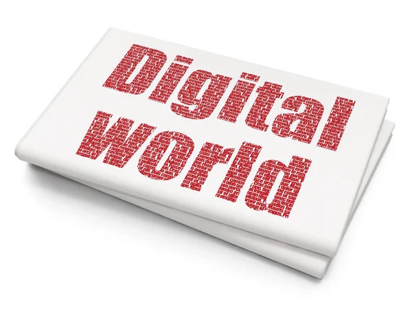 Concepto de datos: Mundo digital en el fondo del periódico en blanco — Foto de Stock
