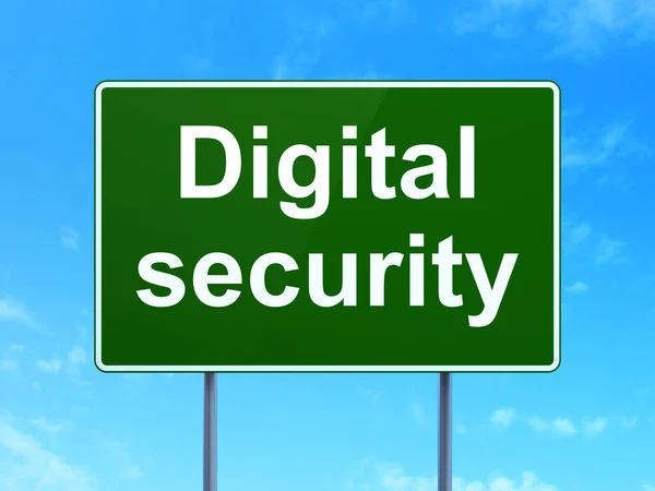 Safety concept: Digital Security on road sign background — Stock Photo, Image