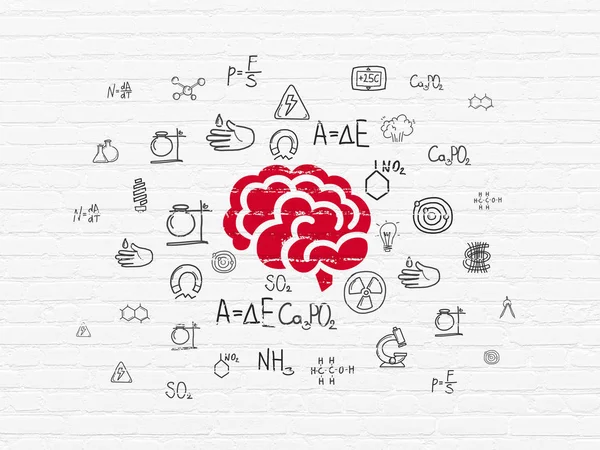 Vetenskapen koncept: hjärnan på väggen bakgrund — Stockfoto