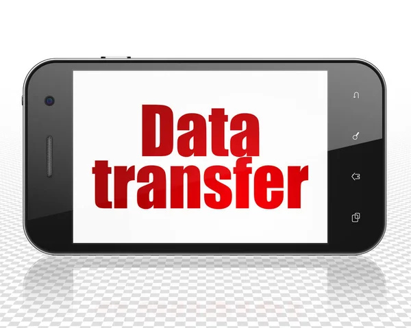 Concepto de datos: Smartphone con transferencia de datos en pantalla —  Fotos de Stock