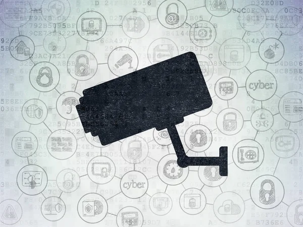 Concetto di privacy: fotocamera Cctv su sfondo Digital Data Paper — Foto Stock