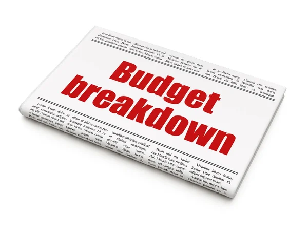 Finance koncept: tidningsrubrik budgetfördelning — Stockfoto