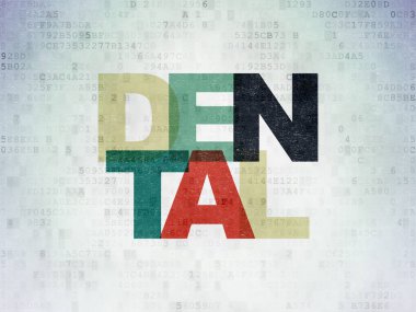 Sağlık kavramı: dijital veri kağıt arka plan üzerinde diş