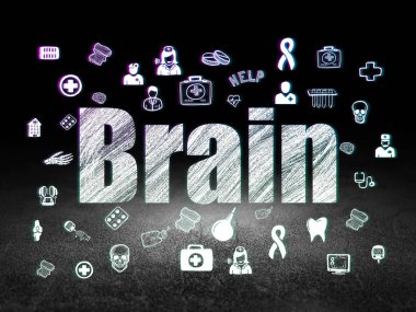 Sağlık kavramı: grunge karanlık odada beyin