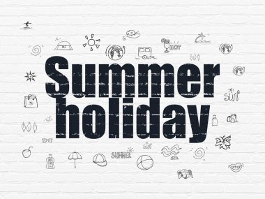 Turizm kavramı: yaz tatili duvar arka plan üzerinde