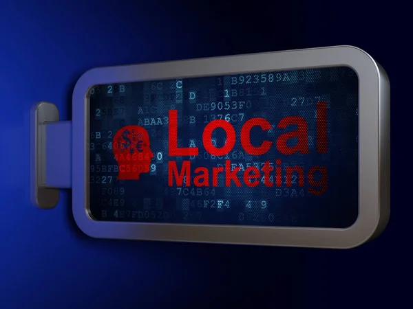 Markkinointi käsite: Paikallinen markkinointi ja pää Finance Symbol mainostaulu tausta — kuvapankkivalokuva