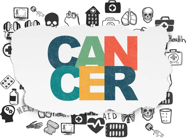 Gezondheidszorg concept: kanker op gescheurd papier achtergrond — Stockfoto