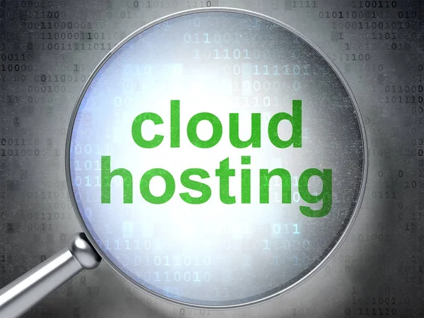 Cloud netwerken concept: Cloud Hosting met optisch glas — Stockfoto