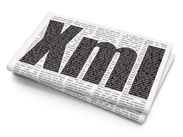 Koncept softwaru: Xml na pozadí noviny — Stock fotografie