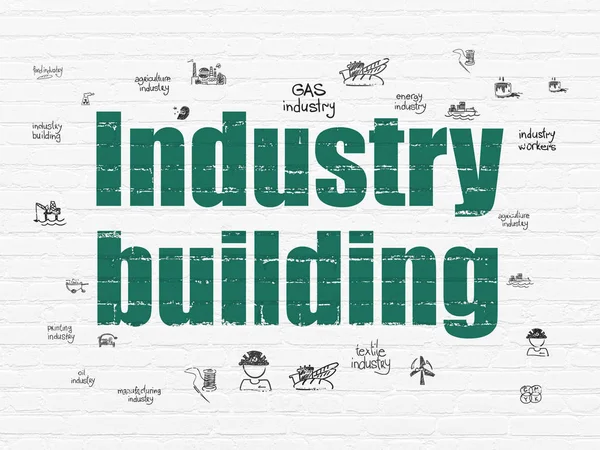 Manufacuring concept: industrie gebouw op muur achtergrond — Stockfoto