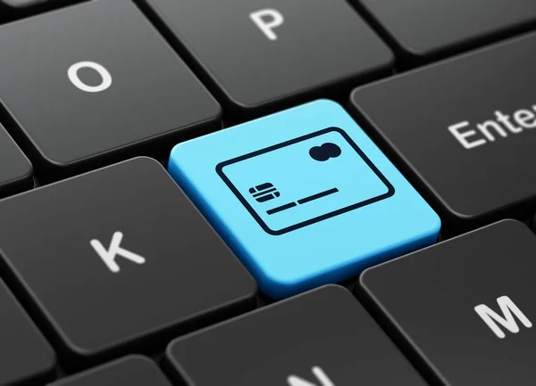 Peníze koncept: kreditní karta na pozadí klávesnice počítače — Stock fotografie