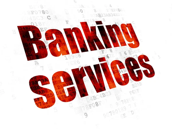 Pénznem koncepció: banki szolgáltatások, a digitális háttér — Stock Fotó