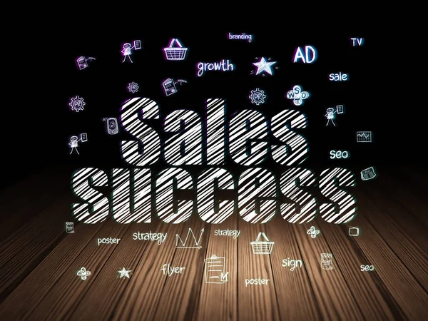 Advertising concept: Sales Success in grunge dark room — Stock Photo, Image