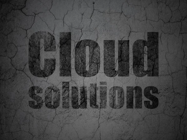 Concetto di tecnologia cloud: soluzioni cloud su sfondo grunge wall — Foto Stock