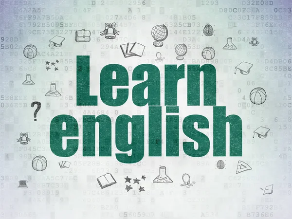 Learning concept: Belajar Bahasa Inggris di Digital Data Paper background — Stok Foto