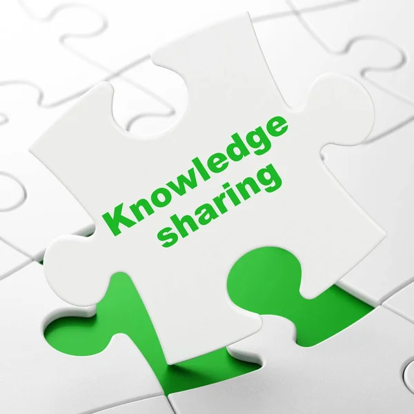 Učebnímu konceptu: sdílení znalostí na pozadí puzzle — Stock fotografie