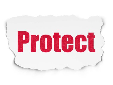 Gizlilik kavramı: yırtık kağıt arka plan üzerinde korumak