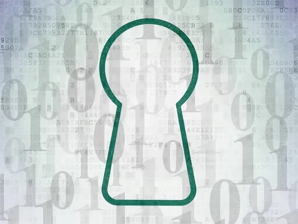 Datenkonzept: Schlüsselloch auf digitalem Datenpapier-Hintergrund — Stockfoto