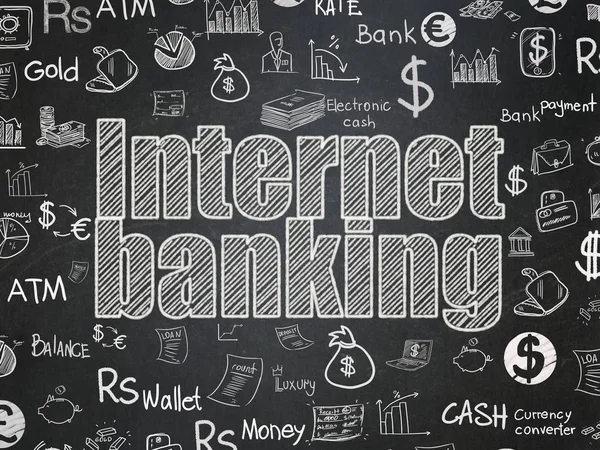 Concepto bancario: Banca por Internet en el fondo de la junta escolar —  Fotos de Stock
