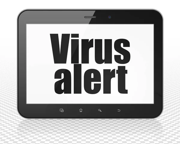 Concepto de seguridad: Tablet PC Computer con alerta de virus en pantalla — Foto de Stock