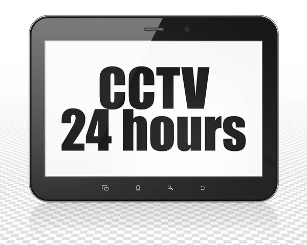 Security concept: Tablet Pc Computer with CCTV 24 hours on display — Stock Photo, Image