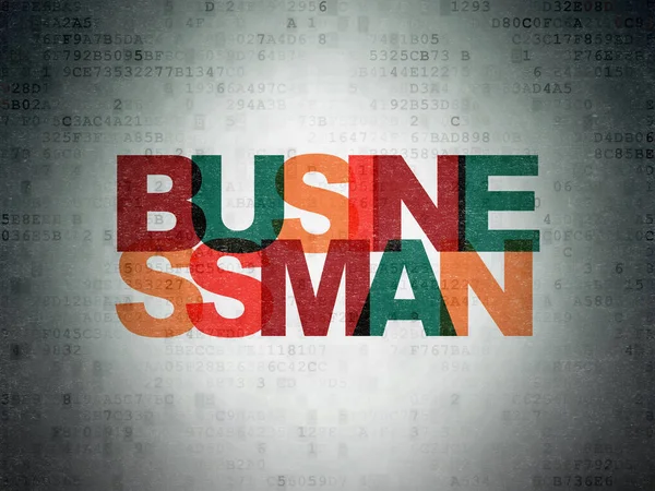 Financiën concept: zakenman op digitale Data-Paper achtergrond — Stockfoto