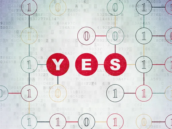 Concepto de negocio: Sí en el fondo del documento de datos digitales —  Fotos de Stock