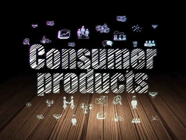 Επιχειρηματική ιδέα: καταναλωτικά προϊόντα σε σκοτεινό δωμάτιο grunge — Φωτογραφία Αρχείου