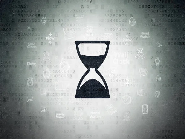 Tidslinje begrepp: timglas på Digital Data papper bakgrund — Stockfoto