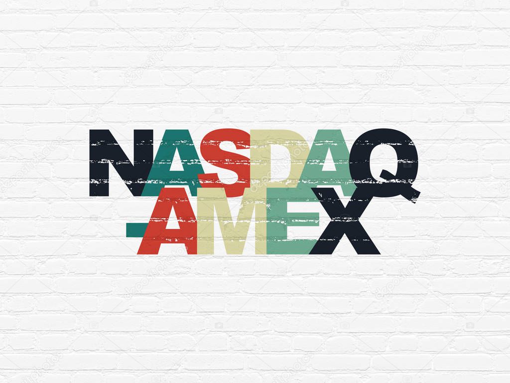 Stock market indexes concept: NASDAQ-AMEX on wall background