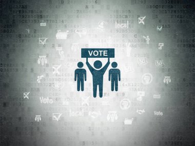 Politika kavramı: dijital veri kağıt arka plan üzerinde seçim kampanyası