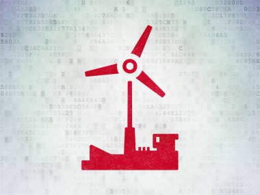 Endüstri kavramı: dijital veri kağıt arka plan üzerinde yel değirmeni
