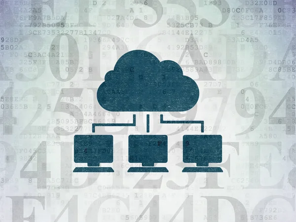 Concetto di cloud computing: rete cloud su sfondo Digital Data Paper — Foto Stock