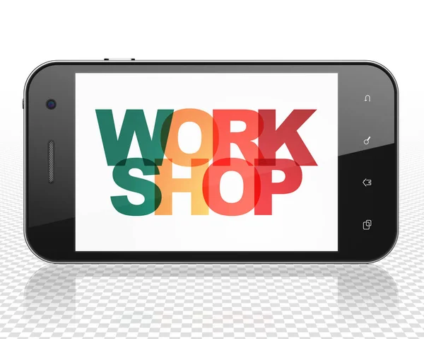 Utbildning koncept: Smartphone med Workshop på displayen — Stockfoto