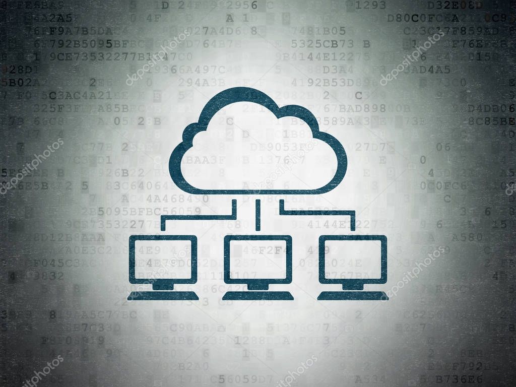 Cloud computing concept: Cloud Network on Digital Data Paper background