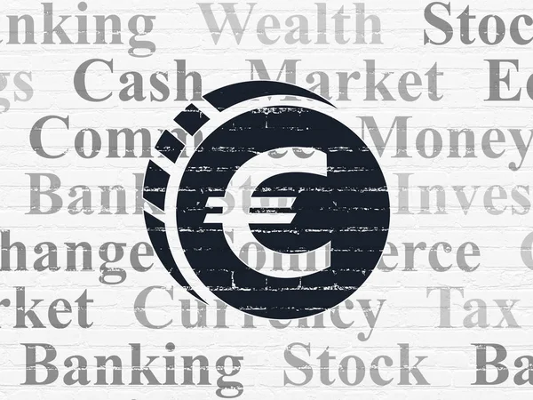 Concepto bancario: Moneda euro sobre fondo de pared — Foto de Stock