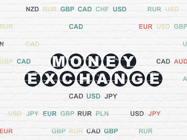 Банковская концепция: Обмен валюты на настенном фоне — стоковое фото