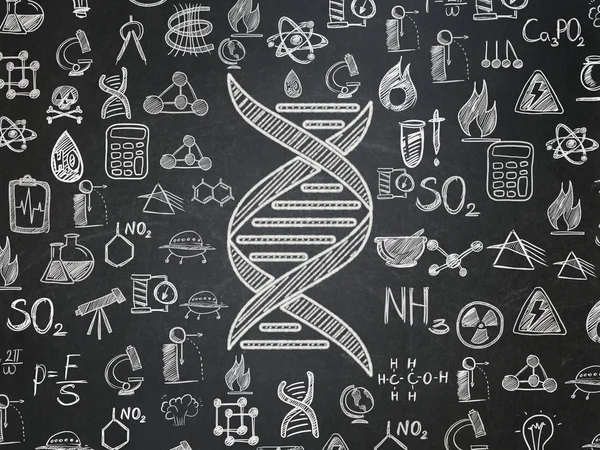 Science concept: DNA on School board background