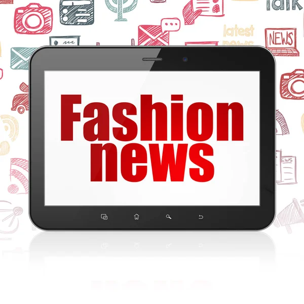 Concetto di notizie: Tablet Computer con notizie di moda in mostra — Foto Stock