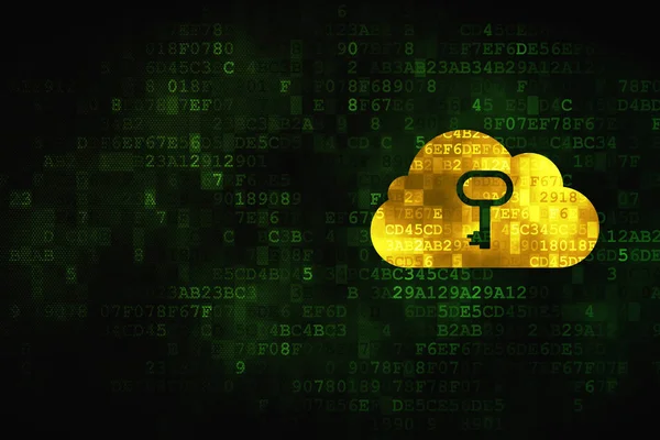 Cloud computing koncepcja: chmura z kluczem na tle cyfrowy — Zdjęcie stockowe