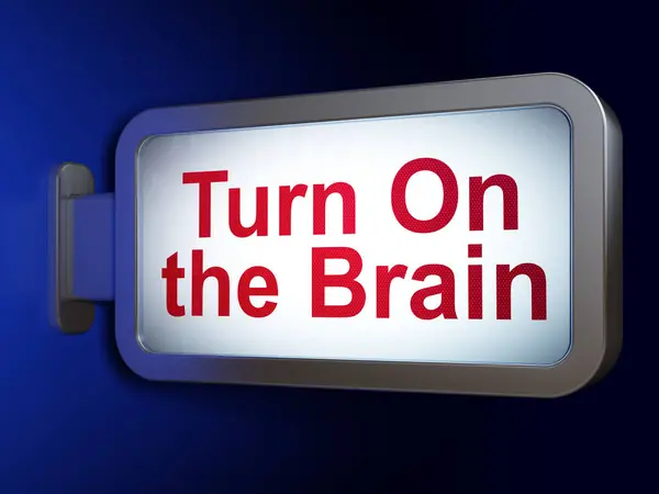 Eğitim kavramı: dönüş üzerinde Brain billboard arka plan üzerinde — Stok fotoğraf
