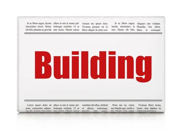 Byggkoncept konstruktion: tidningen rubriken byggnaden — Stockfoto