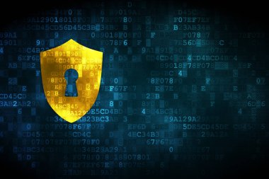 Koruma kavramı: kalkan ile Keyhole dijital arka plan üzerinde