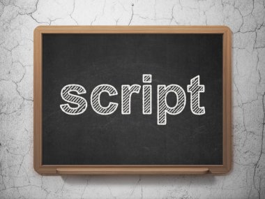 Yazılım kavramı: Kara tahta arka plan üzerinde Script